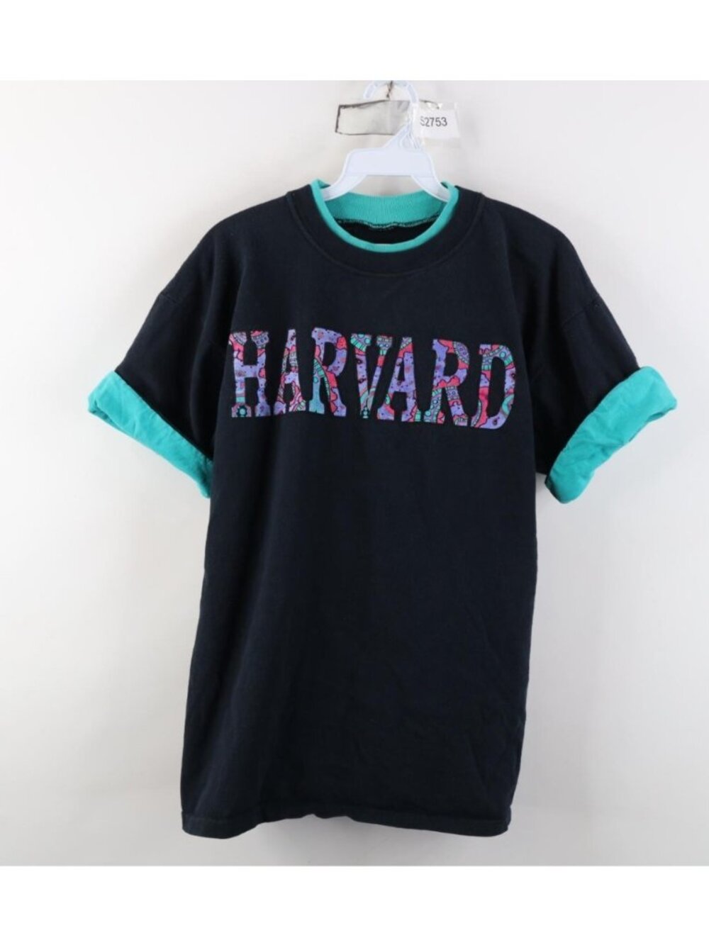 Vintage 90s Womens Medium Faded Layered Harvard University T-Shirt Black USA